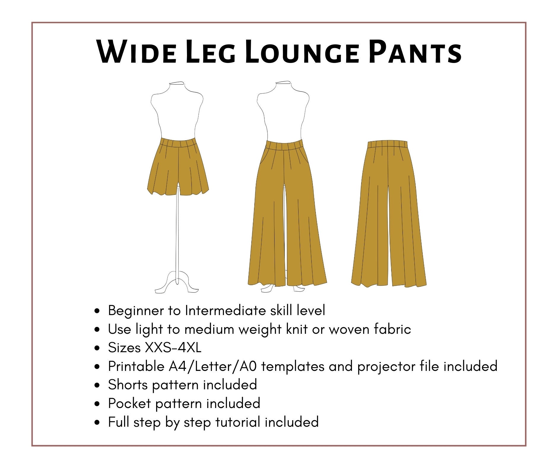 Wide Leg Lounge Pants and Shorts Pattern. Women s PDF Printable and Projector Sewing Pattern and Tutorial. Women s Lounge Pants Pattern. Etsy Canada