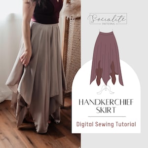 Handkerchief Skirt Tutorial. Women&#39;s PDF printable and projector sewing tutorial. Flowy skirt pattern.