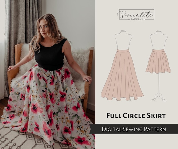 Full Circle Skirt Pattern. Women's PDF Printable and - Etsy