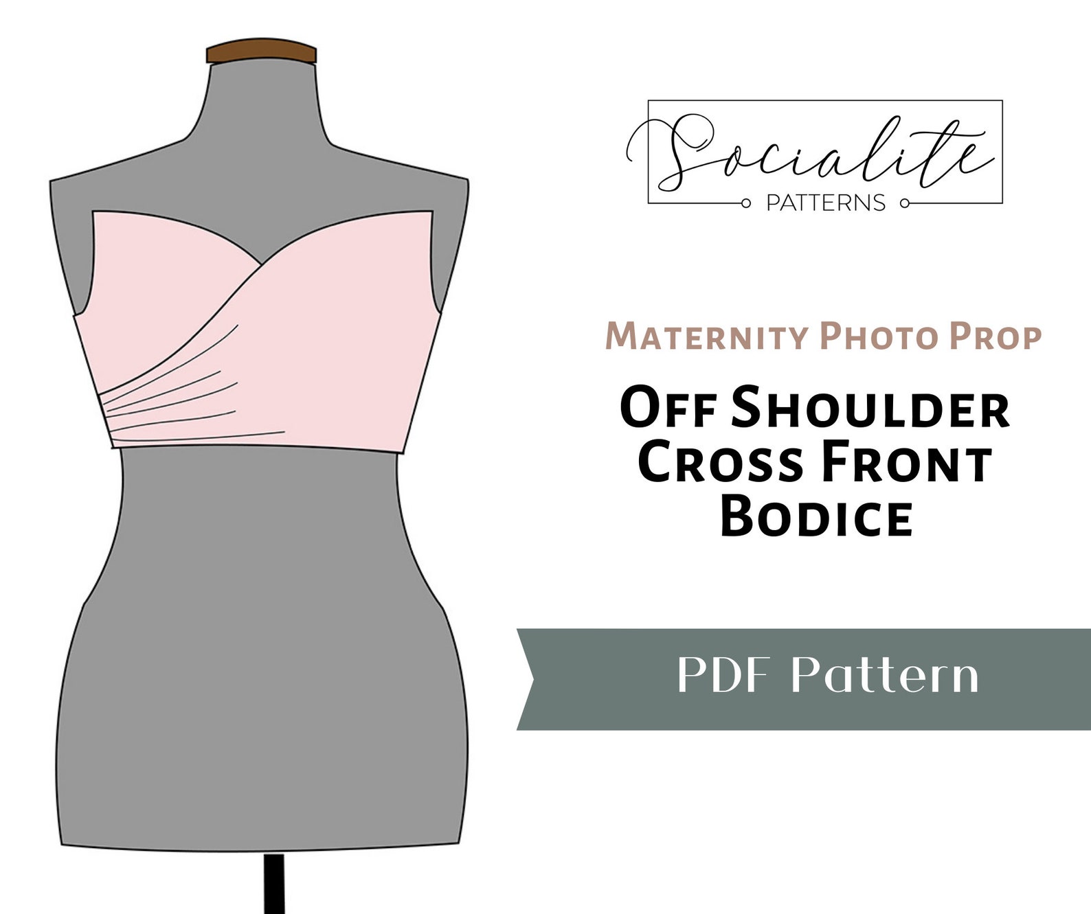 Cross front off Shoulder Bodice PDF pattern and tutorial for | Etsy
