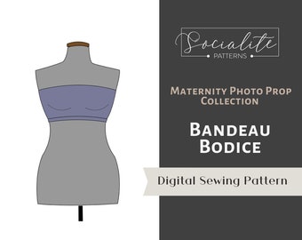 Maternity Bandeau Bodice PDF Pattern and Tutorial. For knit fabrics. DIY maternity bodice pattern for photo props.