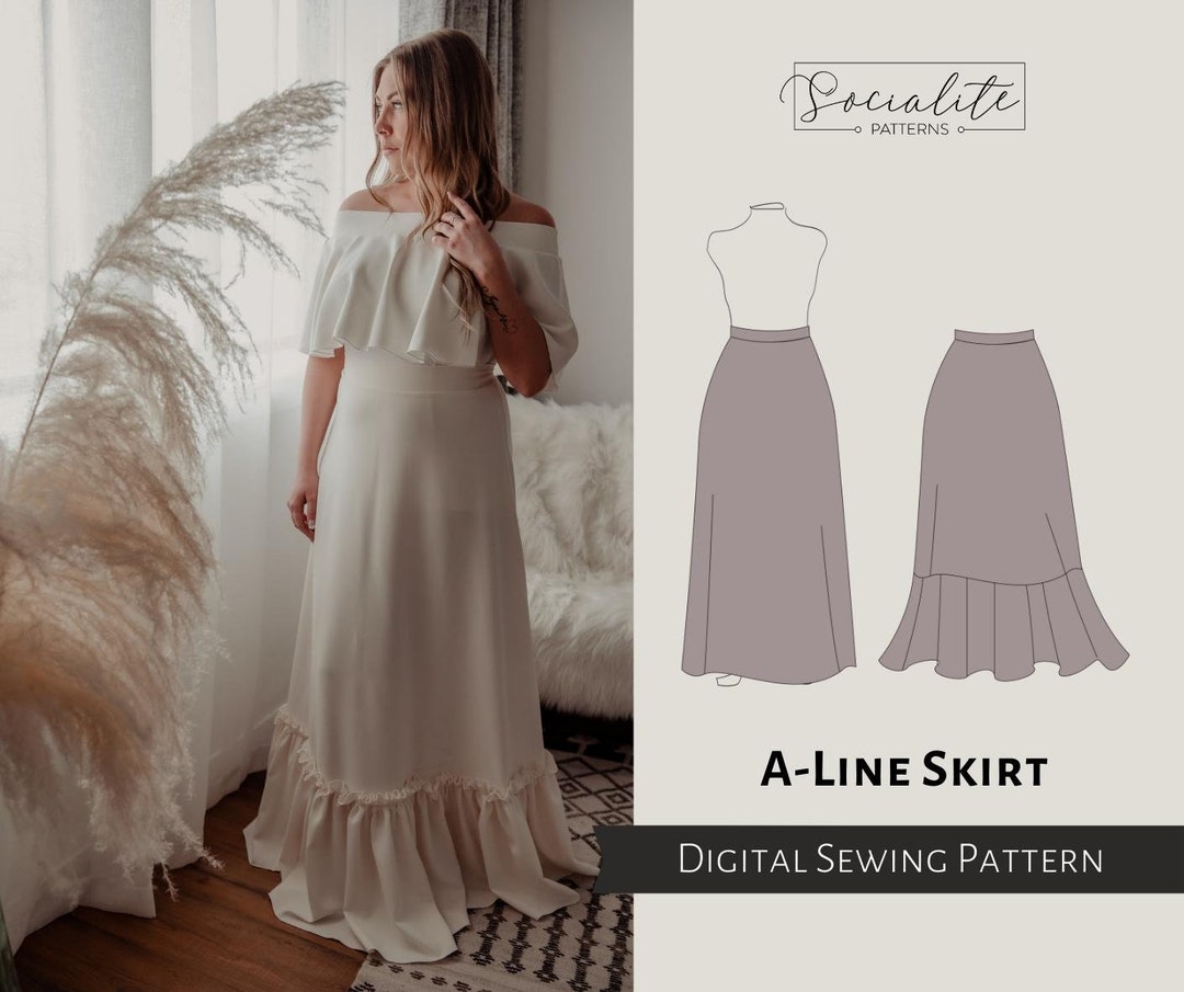A-line Skirt Pattern. Women's PDF Printable and Projector Sewing ...