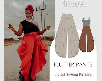 Flutter Pants Sewing Pattern, Wide Leg Knit, XXS-7XL (PDF Pattern)