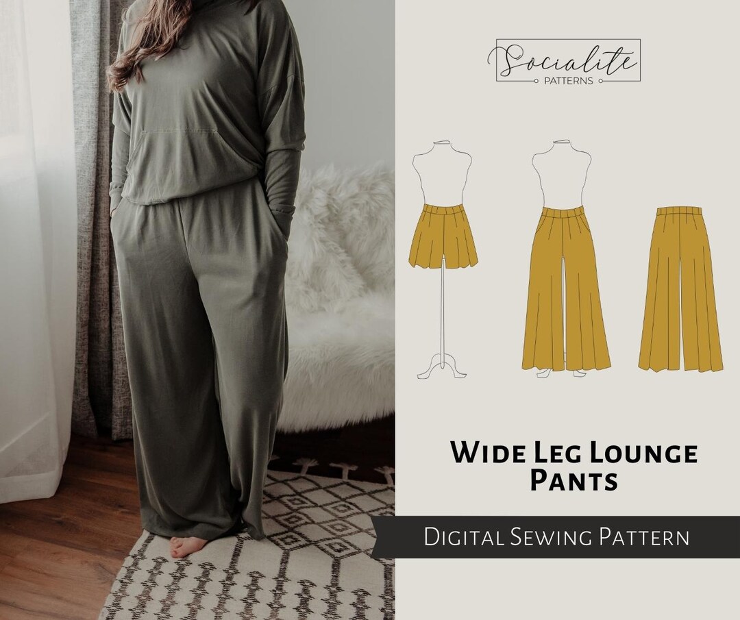 Wide Leg Lounge Pants and Shorts Pattern. Women's PDF - Etsy