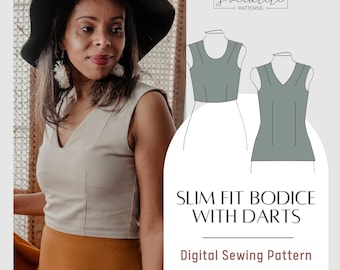 Slim Fit Bodice Sewing Pattern with Darts (PDF)
