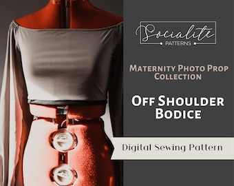 Off Shoulder Bodice PDF pattern and tutorial for maternity dresses, or women&#39;s formal gowns
