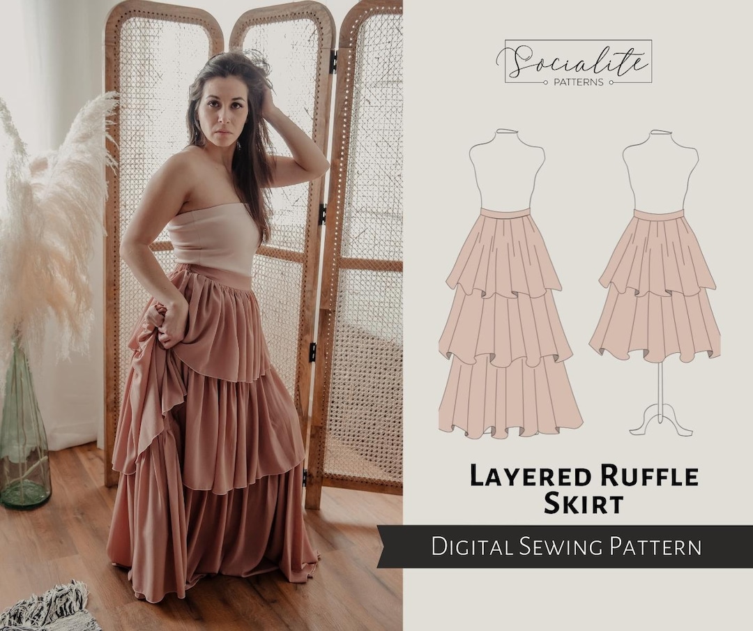 Layered Ruffle Skirt Pattern. Women's PDF Printable and - Etsy