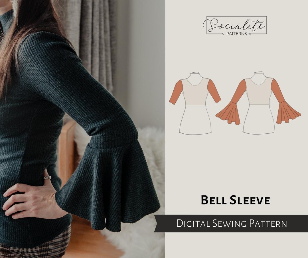 Bell Sleeve Pattern. Women's PDF Printable and Projector Sewing Pattern