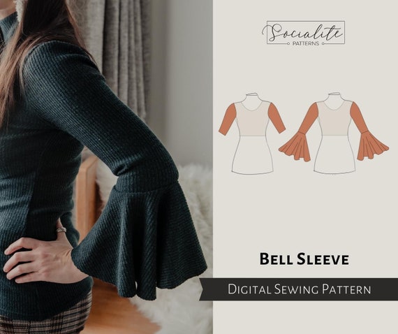 Bell Sleeve Pattern. Women's PDF Printable and Projector Sewing