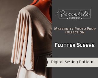 Flutter Sleeve PDF pattern and tutorial for maternity gowns or women&#39;s dresses. Instant download pattern
