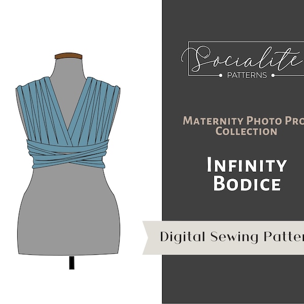 Modèle PDF et tutoriel de sangle Infinity. Modèle de robe de maternité bricolage pour les séances photo. Pour tissus tricotés ou tissés.