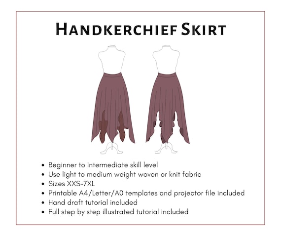 Handkerchief Skirt Tutorial. Women s PDF Printable and Projector Sewing Tutorial. Flowy Skirt Pattern. Etsy