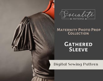 Gathered sleeve PDF pattern and tutorial for maternity gowns.
