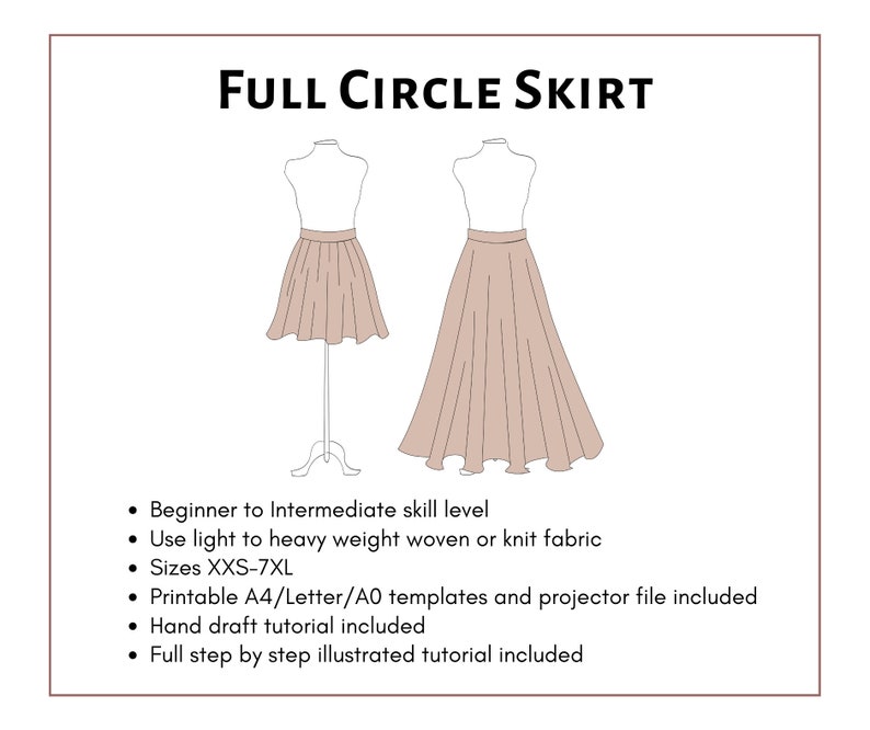 Full Circle Skirt Pattern. Women's PDF Printable and - Etsy