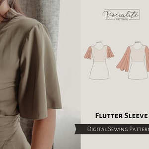 Flutter Sleeve Pattern. Women's PDF printable and projector sewing pattern and tutorial. Digital sleeve pattern.