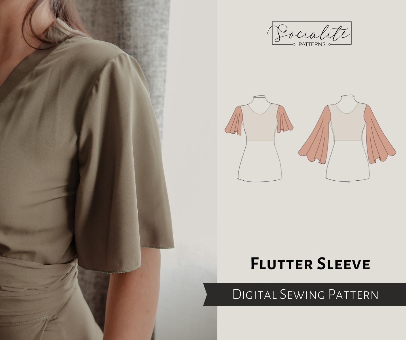 Flutter Sleeve Pattern. Women's PDF Printable and Projector Sewing