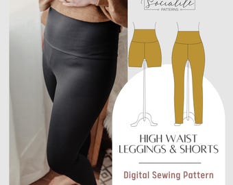 Women's Legging and Shorts Sewing Pattern, Knit Fabric (PDF Pattern)
