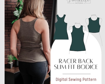 Racerback Bodice Sewing Pattern (PDF, Projector)