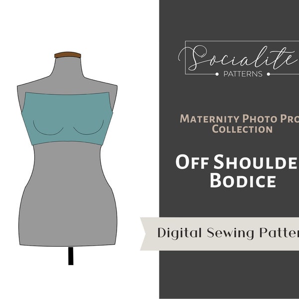 Off Shoulder Bodice PDF pattern and tutorial for maternity dresses, or women's formal gowns