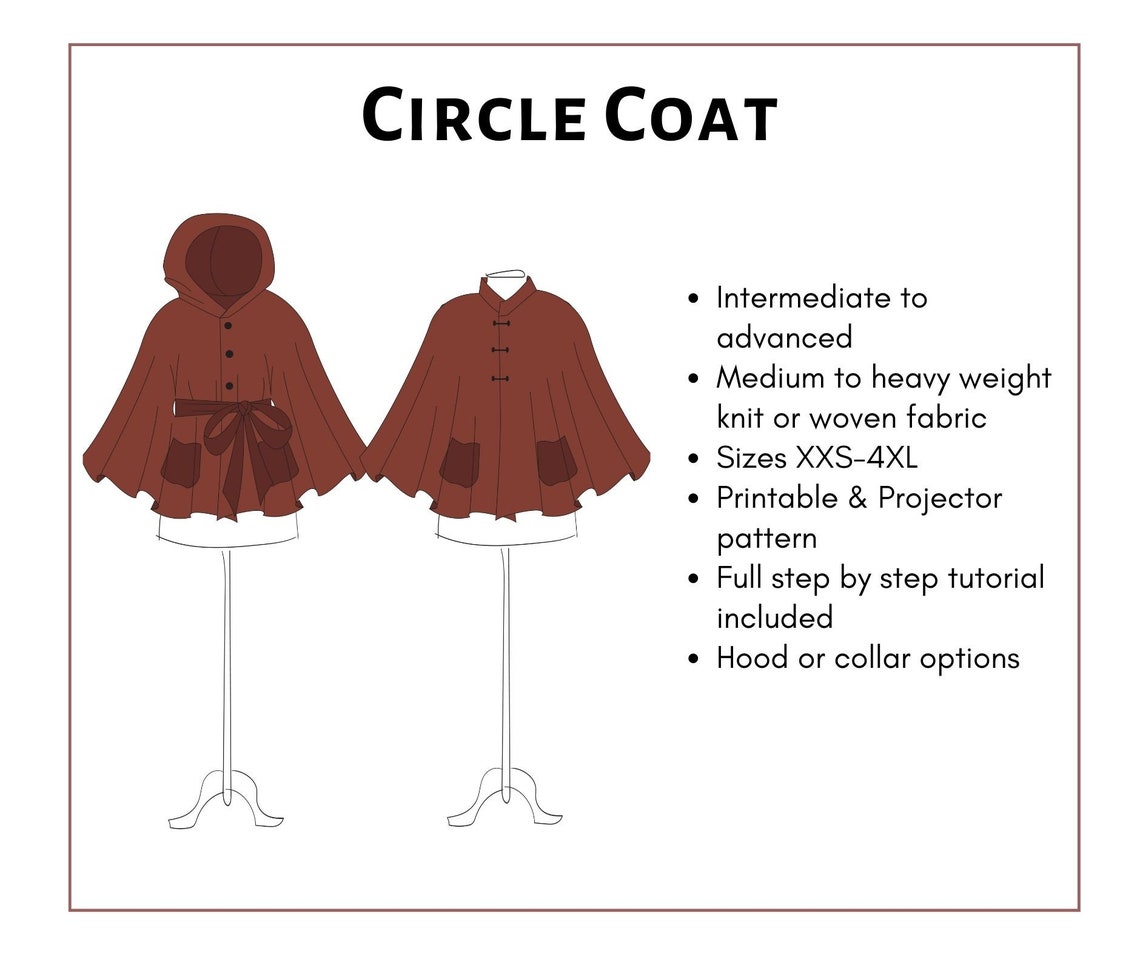 Circle Coat/Cape Pattern. Digital pdf sewing pattern and Etsy