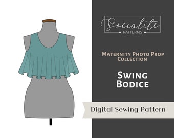 Maternity Swing Bodice PDF pattern and tutorial. Sewing pattern. Maternity gown. For knits or wovens.