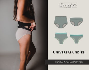 Women's underwear pattern & tutorial. Women's PDF printable and projector sewing pattern and tutorial. Women's underwear.