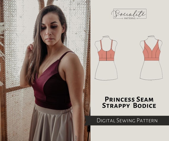 Princess Seam Strappy Bodice Pattern. Women's PDF Printable and Projector  Sewing Pattern and Tutorial. Wedding Dress Pattern. 