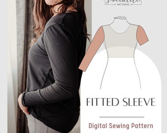 Fitted Sleeve Pattern. Women&#39;s PDF printable and projector sewing pattern and tutorial. Digital sleeve pattern.