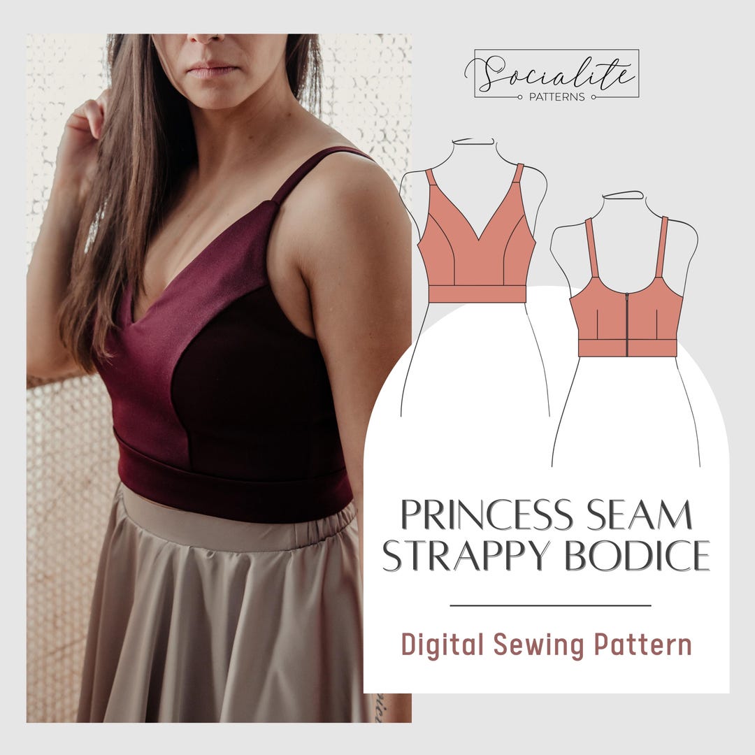 Princess Seam Strappy Bodice Pattern. Women's PDF Printable and ...