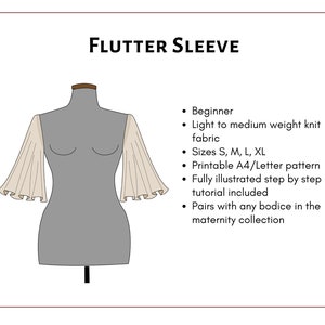 Flutter Sleeve PDF Pattern and Tutorial for Maternity Gowns or Women's ...