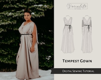 Tempest Gown Pattern. PDF sewing pattern and tutorial. Printable and projector. Photoshoot dress. Women's dress pattern.
