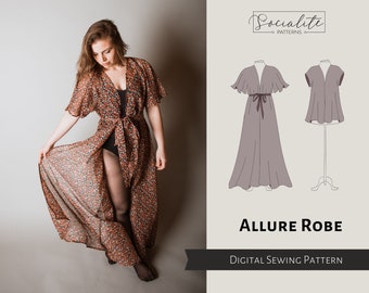 Allure Robe pattern & tutorial. Women's digital PDF printable and projector sewing pattern and tutorial. Photoshoot dress pattern.