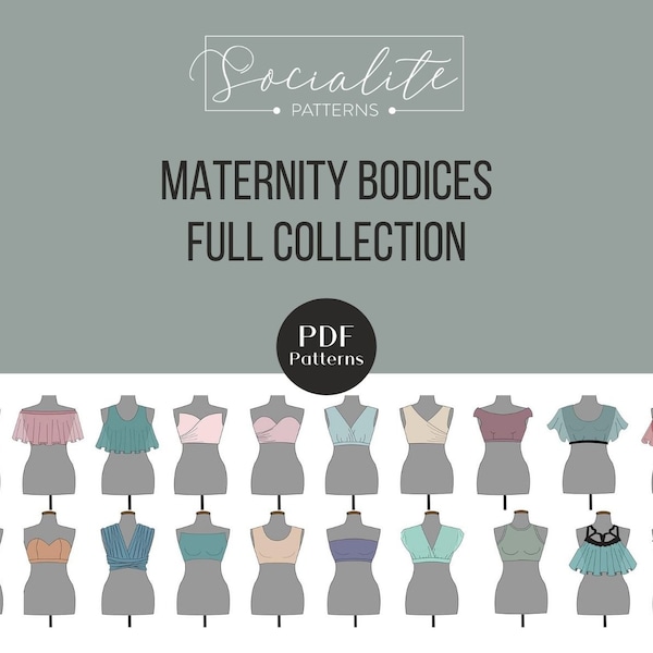 Maternity Bodices Collection PDF Muster und Anleitungen. Für Modedesigner. Umstandskleid. Fotografie Requisiten. Empire Taille. Zum Stricken.