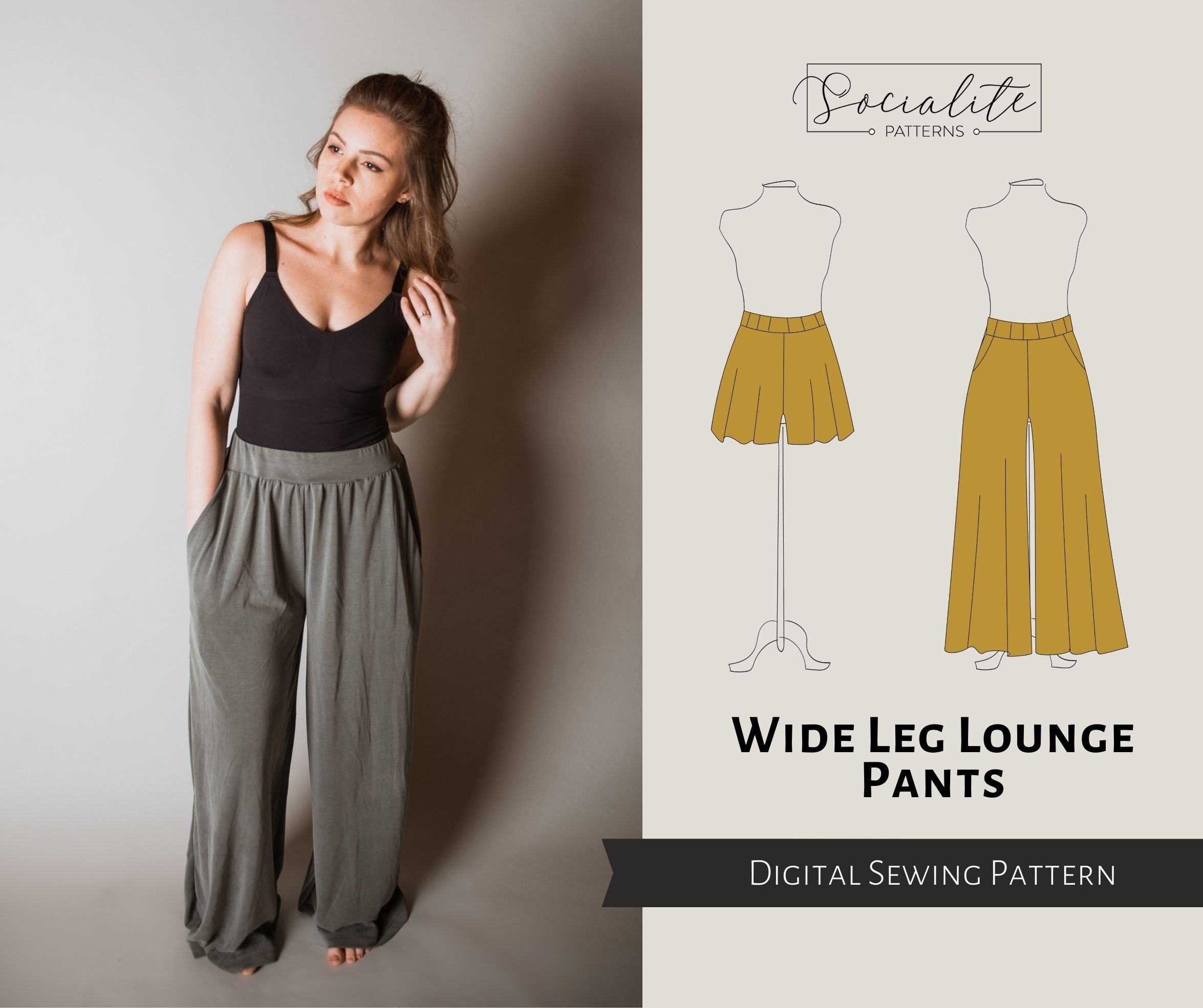 Wide Leg Lounge Pants Pattern. Women's 