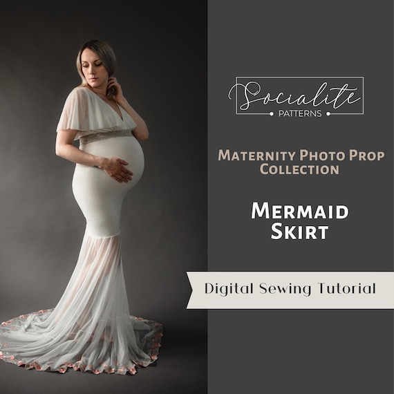 knee length dresses for ladies Soft Lace Off-The-Shoulder Maternity Mermaid Dress, Champagne / 2XL main image 1