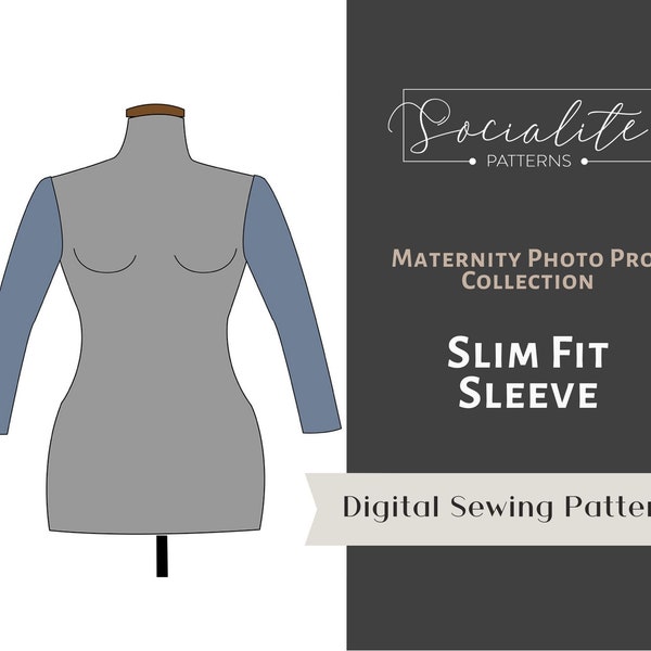 Slim fitted sleeve PDF pattern and tutorial for maternity gowns or womens dresses.