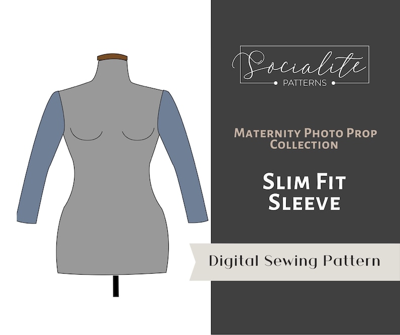 Slim fitted sleeve PDF pattern and tutorial for maternity gowns or womens dresses. 