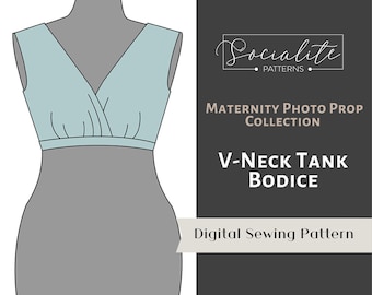 Patrón de costura para blusa de maternidad con escote en V (patrón en PDF)