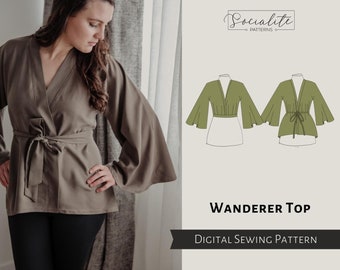 Wanderer Top Pattern. Women's PDF printable and projector sewing pattern and tutorial. Jacket pattern.