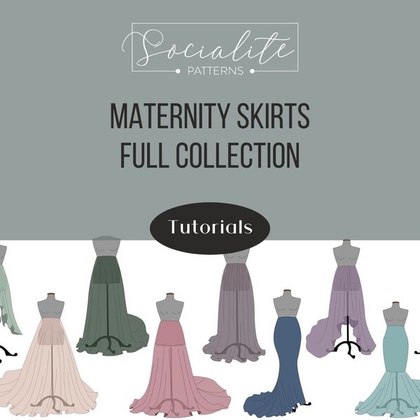 Maternity Skirt Collection PDF Gown Patterns and Tutorials. For fashion designers. Maternity gown. Photography props. Empire waist.