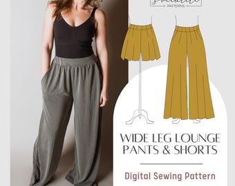 Wide Leg Lounge Pants & Shorts Sewing Pattern (PDF)