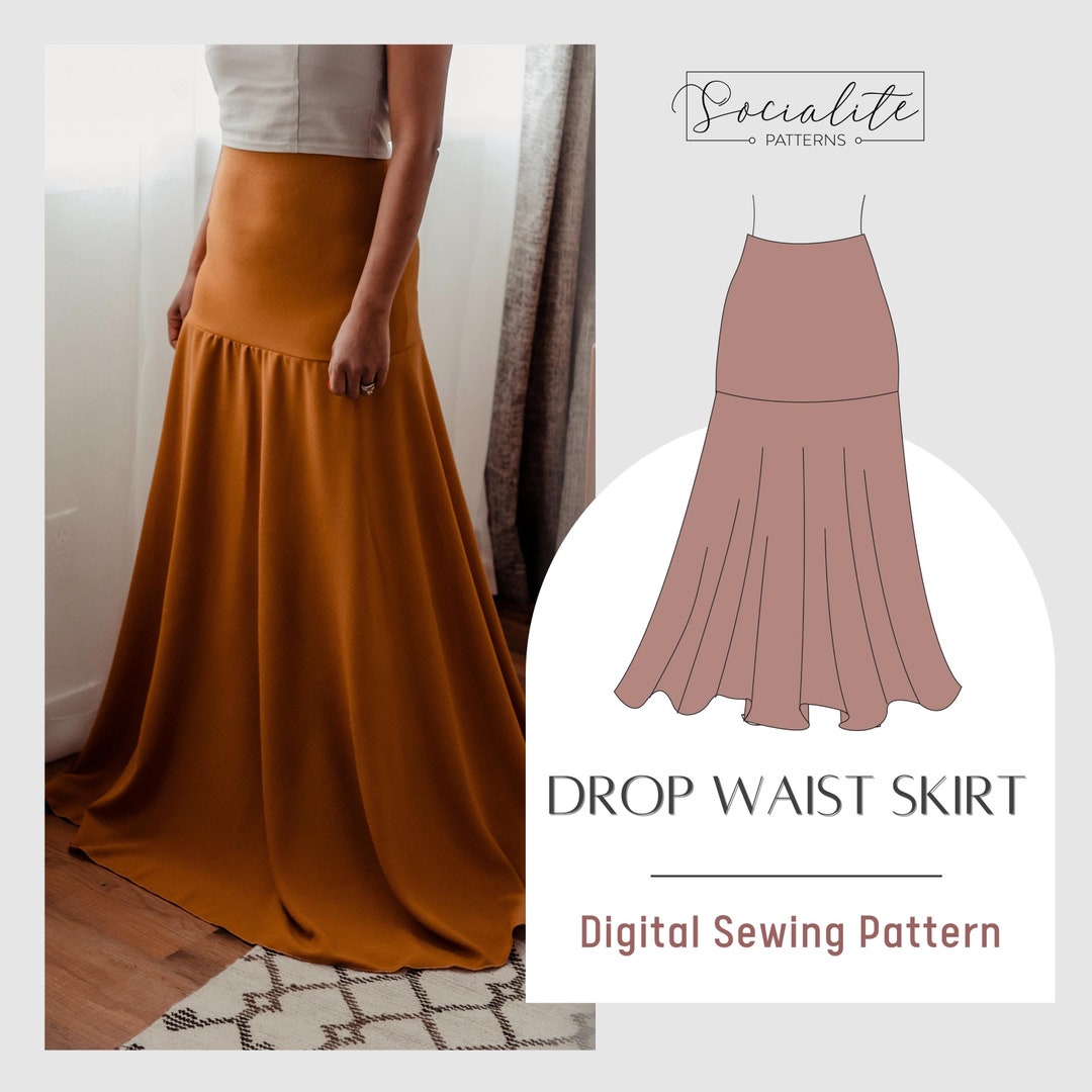 Drop Waist Skirt Women's PDF Printable and Projector