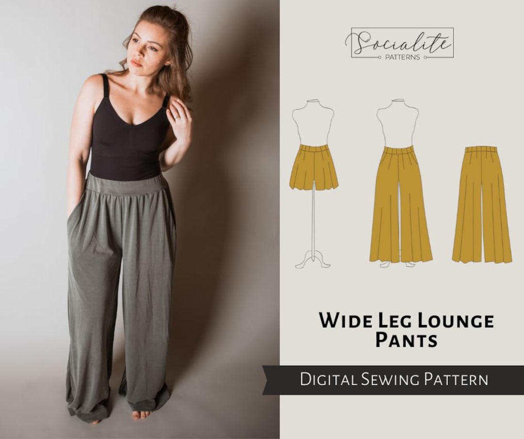 Wide Leg Lounge Pants and Shorts Pattern. Women's PDF Printable and ...