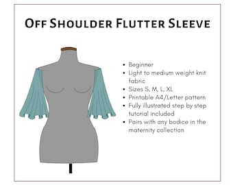 Off Shoulder Flutter Sleeve PDF Pattern and Tutorial. DIY Maternity Gown. for Knit or Woven Etsy