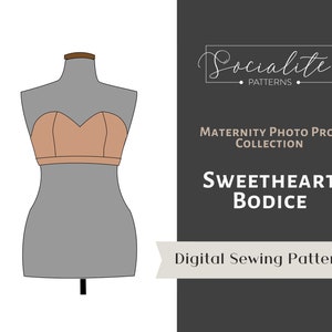 Materntiy Sweetheart Bodice. For maternity gown dresses. Empire waist. For knit fabrics.