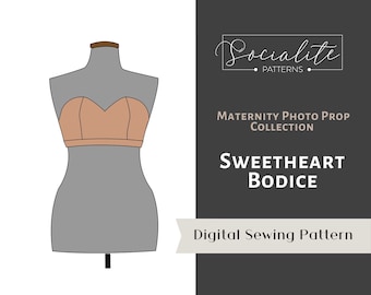 Materntiy Sweetheart Bodice. For maternity gown dresses. Empire waist. For knit fabrics.