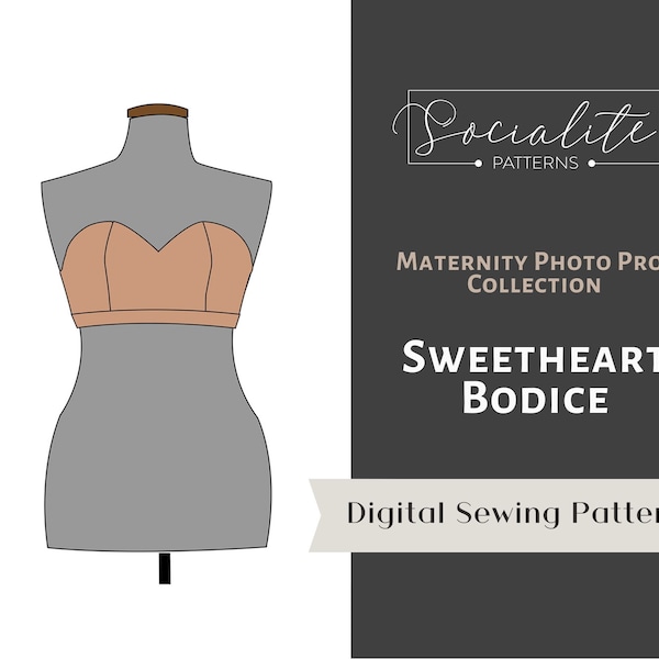 Materntiy Sweetheart Bodice. For maternity gown dresses. Empire waist. For knit fabrics.