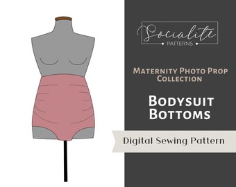 Maternity bodysuit bottoms pattern and tutorial for photoshoots. Maternity swimsuit pdf pattern. Maternity underwear. For knit fabrics.