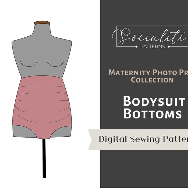 Maternity bodysuit bottoms pattern and tutorial for photoshoots. Maternity swimsuit pdf pattern. Maternity underwear. For knit fabrics.