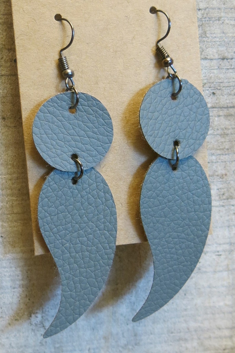 Semicolon earring dangle faux leather